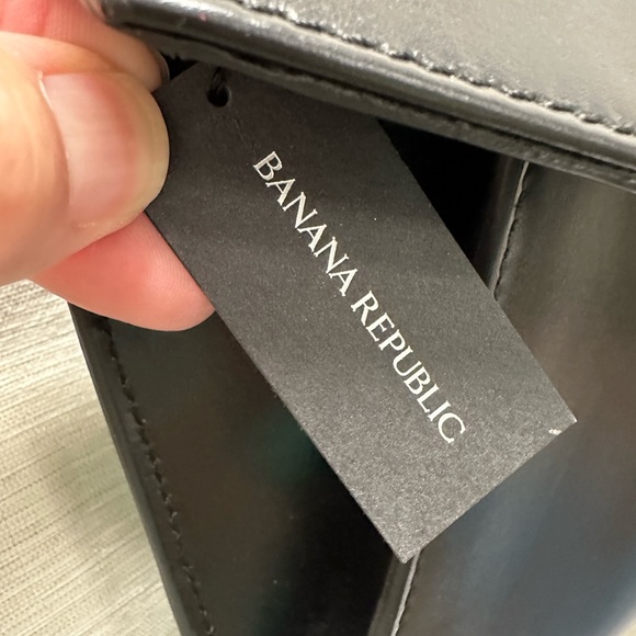 Banana Republic Black Clutch Silver Chain &Buckle Purse Handbag NWT old stock - Picture 6 of 9